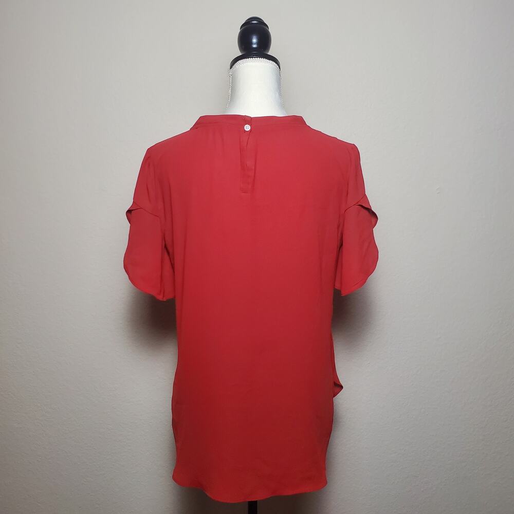 Loft Red Flutter Blouse Small - Picture 3 of 8